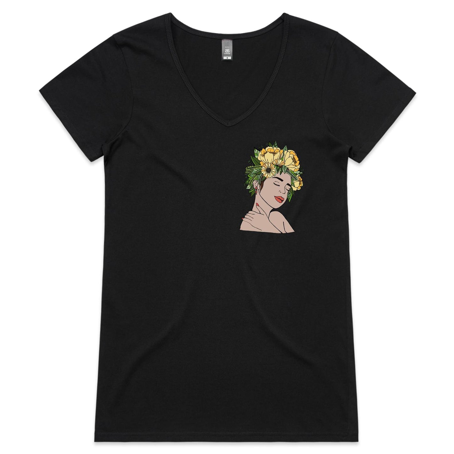 Flower Crown - Womens V-Neck T-Shirt