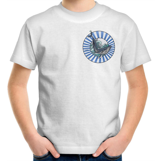 Kids Youth Crew T-Shirt - Whale and the Moon pocket print